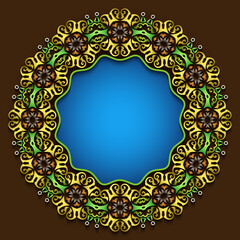 Abstract vector ornamental nature color vintage frame.