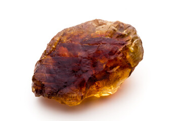 Brown caramelized sugar on white background.