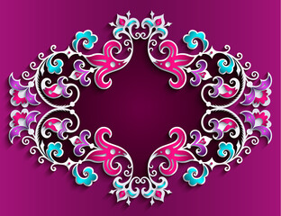 Abstract vector ornamental nature color vintage frame.