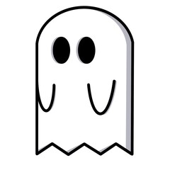 Ghost on isolated white background. A symbol for halloween. Illustration for a greeting card.