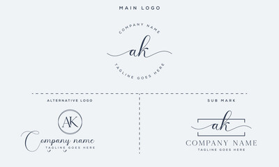 ak Initial handwriting signature logo vector. Hand lettering for designs