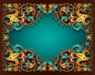 Abstract vector ornamental nature color vintage frame.