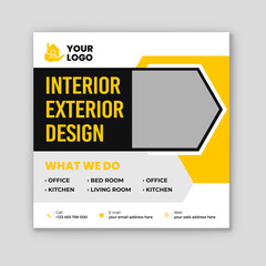 Interior exterior design social media post template