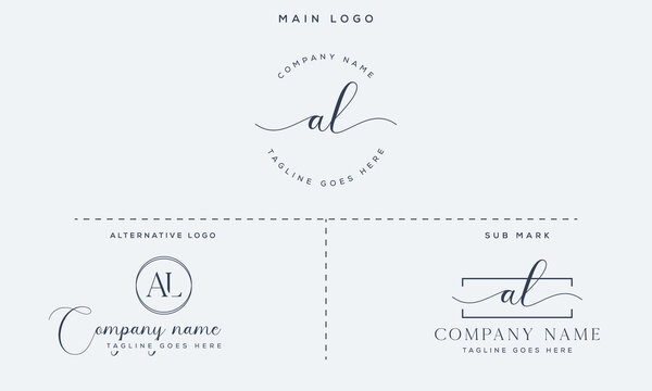al Initial handwriting signature logo vector. Hand lettering for designs