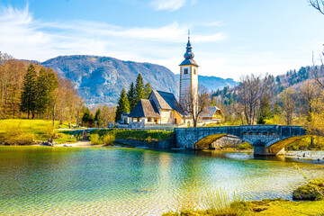 Naklejka premium church on the lake