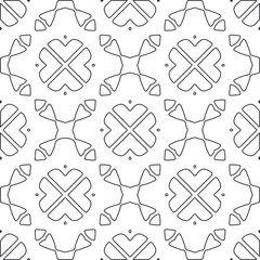 Vector pattern with symmetrical elements . Repeating geometric tiles from striped elements.large black pattern .