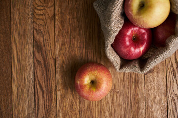 apples on a wooden table vitamins fresh fruits organic