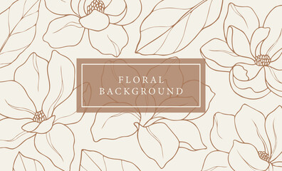 Hand drawn vintage magnolia flower background - obrazy, fototapety, plakaty