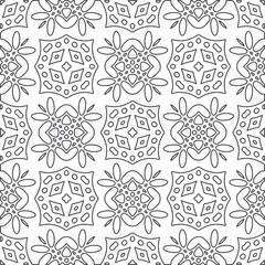 floral pattern background.Repeating geometric pattern from striped elements.   Black and white pattern.