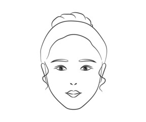 Woman's face on a white background. Plastic surgery. Vector illustration.
