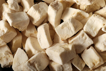 freeze dried cubed banana close up