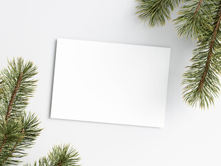 Fototapeta na wymiar christmas card mockup with fir branches