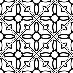 Vector seamless pattern. Modern stylish texture. Composition from regularly repeating geometrical element. Monochrome, simple. Vector illustrations. Black and white pattern.