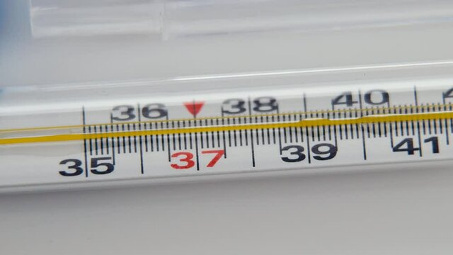 Glass Mercurial Thermometer On A White Background