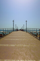 Sunny Beach, Bulgaria. Pier in Sunny Beach Resort. Jetty for pedestrians and tourists
