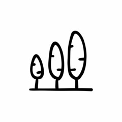 Decorative trees icon in vector. Logotype - Doodle