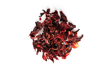Hibiscus. Red hibiscus leaves isolated on a white background. Karkade. Karkade tea.