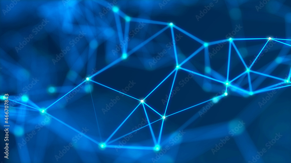 Poster abstract illustration with connected dots and lines. digital network background. the concept of scie