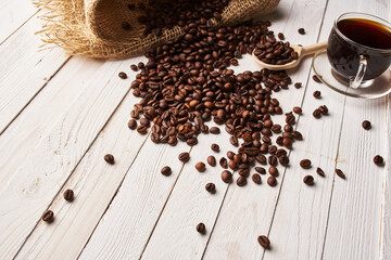 a cup of coffee Hot drink spilled grains caffeine pattern