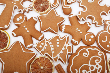 Christmas Ginger and Honey cookies on isolated white background
