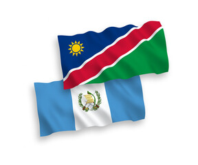 Flags of Republic of Guatemala and Republic of Namibia on a white background