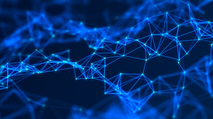 Digital technological background. Abstract structure with connected dots and lines. Big data. 3D rendering.