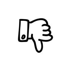 Thumb down icon in vector. Logotype - Doodle
