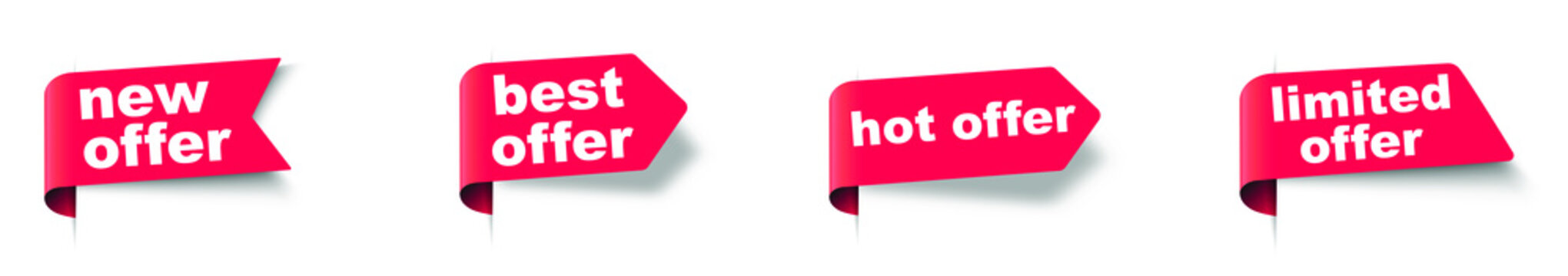 Red banner set new, best, hot and limited offer. Web design. Vector stock illustration.