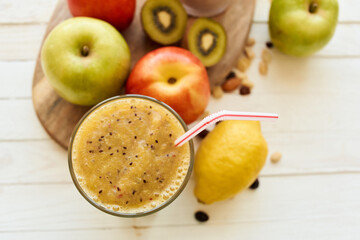 fruit smoothie fresh Fresh Desert milkshake top view