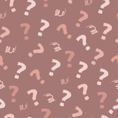 Question mark pattern in delicate pink powdery tones. Background for the female survey. Vector image.