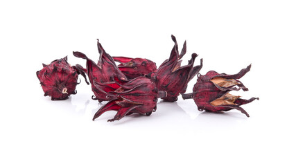 Hibiscus sabdariffa dried isolated on white background