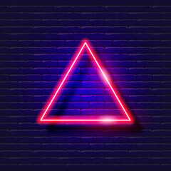 Triangle Abstract neon sign. Glowing geometric figure for design.