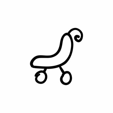 Baby cart icon in vector. Logotype - Doodle