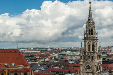 Fototapeta na wymiar Cityscape Munich with church tower