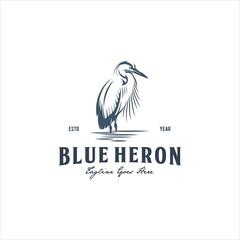Heron Blue Bird Logo Design Vector Image