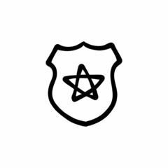 Shield star icon in vector. Logotype - Doodle