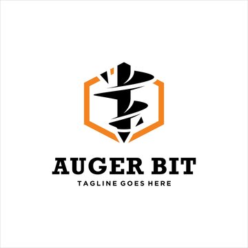 Drill Auger Bit Logo Design Vector Image