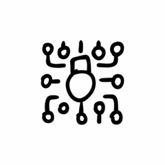 Cyber security icon in vector. Logotype - Doodle