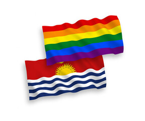 Flags of Republic of Kiribati and Rainbow gay pride on a white background