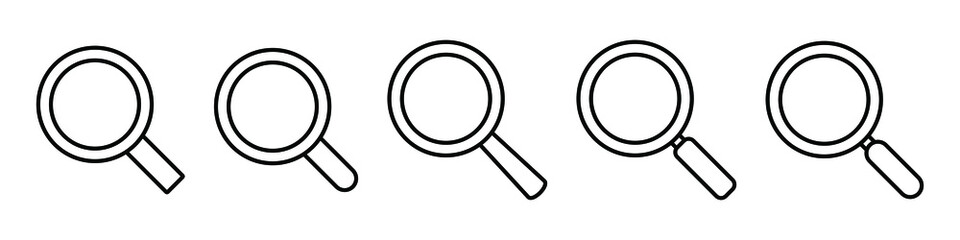 Search line icon. Magnifying glass outline icon, vector magnifier or loupe sign.