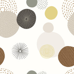 Abstract hand drawn geometric pattern with decorative circles and vintage texture.