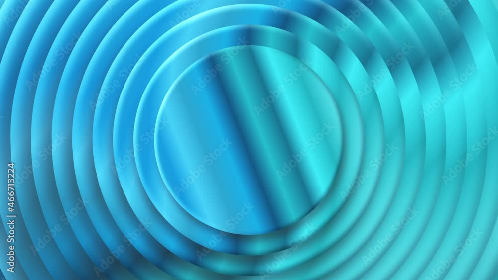 Poster abstract seamless loop pattern of blue circles swirl to blue rectangle rotate. glowing metal rings a