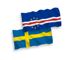 Flags of Sweden and Republic of Cabo Verde on a white background