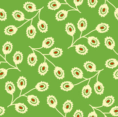 Fototapeta premium Abstract Hand Drawing Peacock Feather Shape Leaves Seamless Vector Pattern Isolated Background