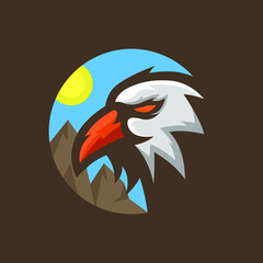Eagle With Mountain Background Illustration