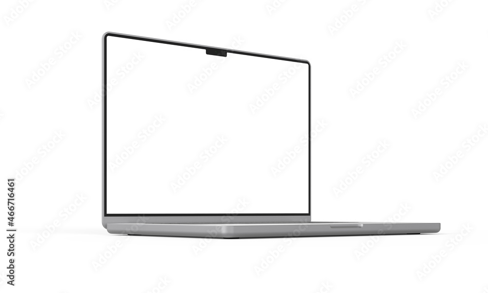 Aufkleber laptop blank screen display mockup 3d rendering perspective view on the white background