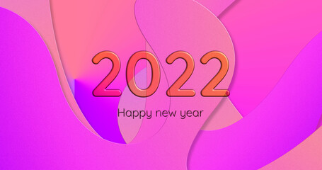3D Background, happy new year 2022, with pink colors futuristic.