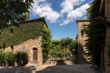 Fototapeta na wymiar stone house on the costa brava in the town of pals a sunny day