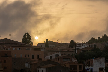 town of begur on the spanish costa brava one summer day at sunset