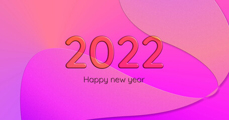3D Background, happy new year 2022, with pink colors futuristic.
